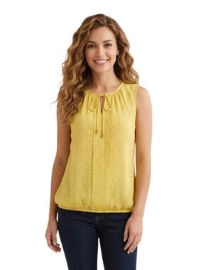"LOFT"  Lovely Yellow Sleeveless Tie-Neck Blouse - Size XS
